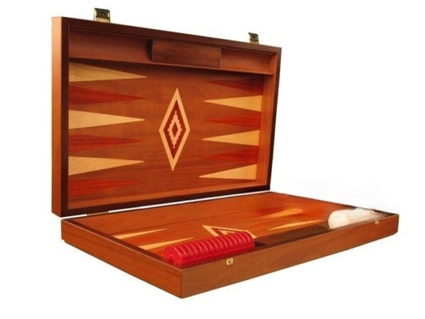 Mahogany Backgammon Set - Large - Red - Image 2