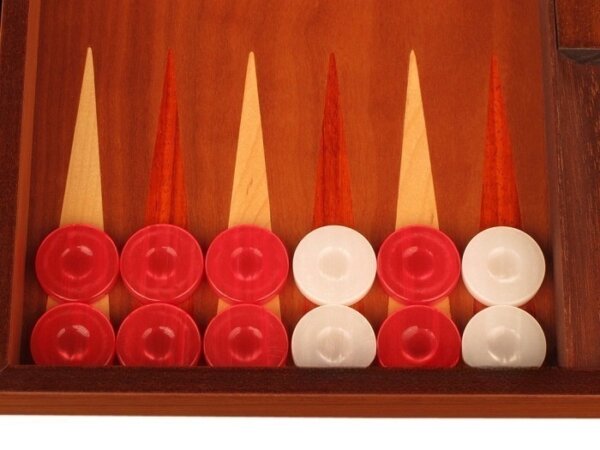 Mahogany Backgammon Set - Large - Red - Image 3