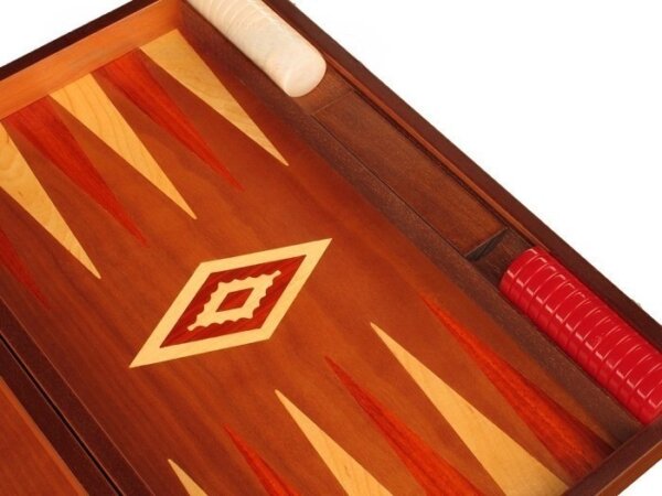 Mahogany Backgammon Set - Large - Red - Image 4