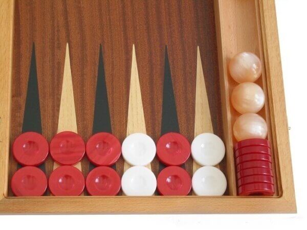Mahogany Backgammon Set with Racks - Image 3