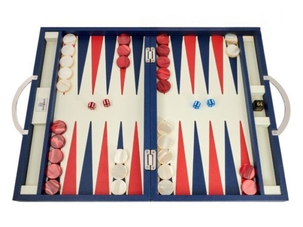 Zaza & Sacci® Leather Backgammon Set - Model ZS-200 - Travel - Blue
