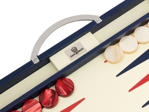 Zaza & Sacci® Leather Backgammon Set - Model ZS-200 - Travel - Blue - Image 4
