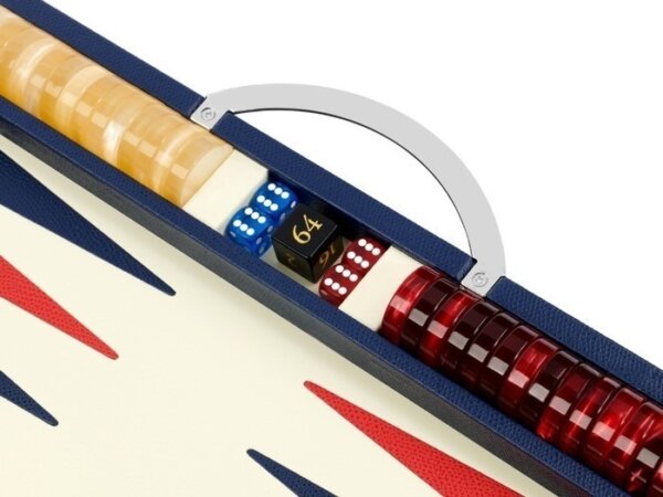 Zaza & Sacci® Leather Backgammon Set - Model ZS-200 - Travel - Blue - Image 5