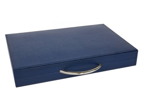 Zaza & Sacci® Leather Backgammon Set - Model ZS-200 - Travel - Blue - Image 6