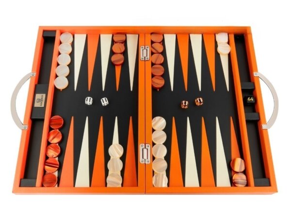Zaza & Sacci® Leather Backgammon Set - Model ZS-200 - Travel - Orange