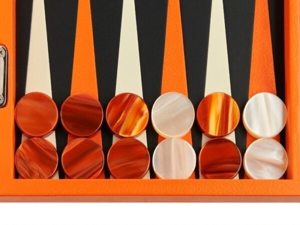 Zaza & Sacci® Leather Backgammon Set - Model ZS-200 - Travel - Orange - Image 3
