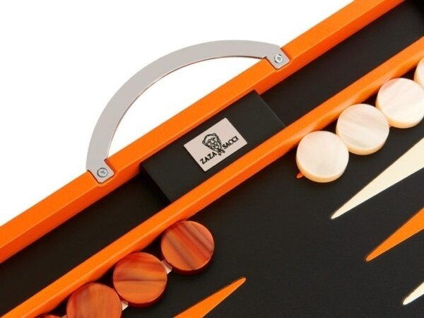 Zaza & Sacci® Leather Backgammon Set - Model ZS-200 - Travel - Orange - Image 4