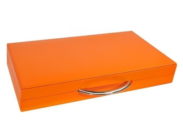 Zaza & Sacci® Leather Backgammon Set - Model ZS-200 - Travel - Orange - Image 6