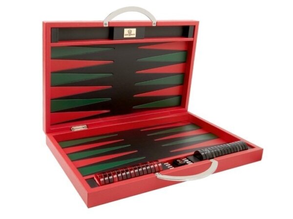 Zaza & Sacci® Leather Backgammon Set - Model ZS-200 - Travel - Red - Image 2