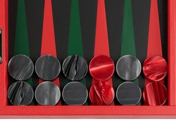 Zaza & Sacci® Leather Backgammon Set - Model ZS-200 - Travel - Red - Image 3