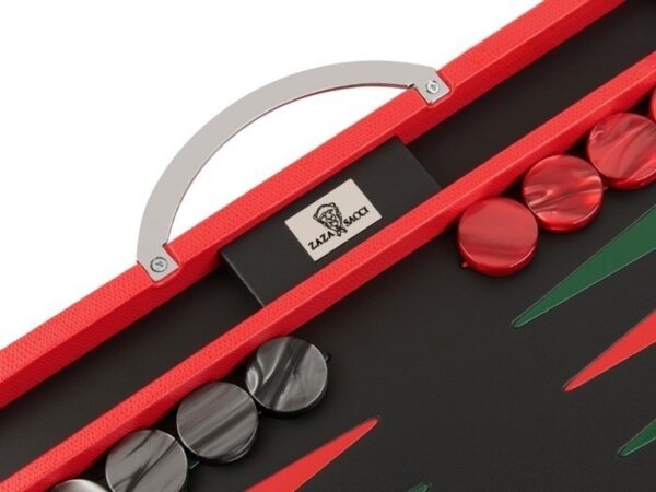 Zaza & Sacci® Leather Backgammon Set - Model ZS-200 - Travel - Red - Image 4