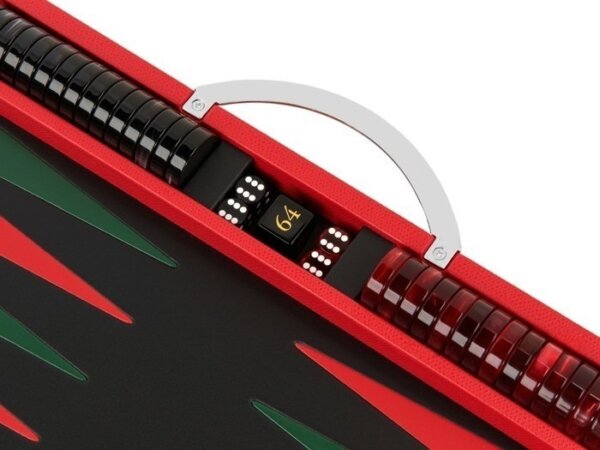 Zaza & Sacci® Leather Backgammon Set - Model ZS-200 - Travel - Red - Image 5