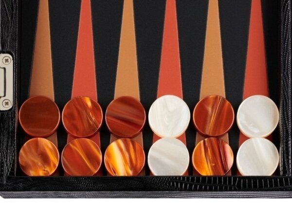 Zaza & Sacci® Leather Backgammon Set - Model ZS-242 - Travel - Black Lizard - Image 3