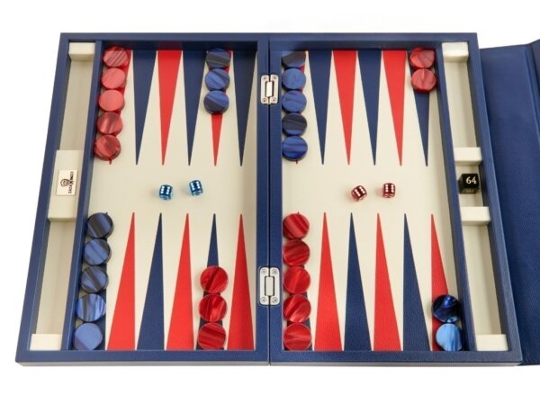 Zaza & Sacci® Leather Backgammon Set - Model ZS-242 - Travel - Blue