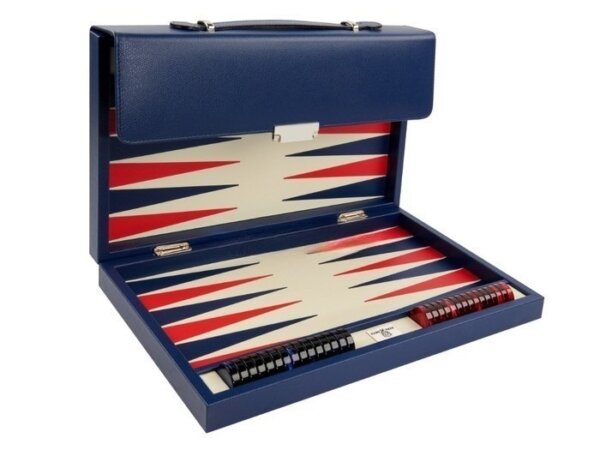 Zaza & Sacci® Leather Backgammon Set - Model ZS-242 - Travel - Blue - Image 2