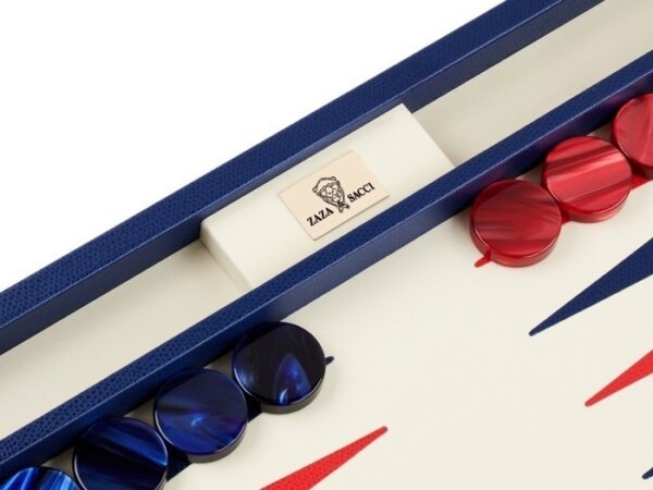 Zaza & Sacci® Leather Backgammon Set - Model ZS-242 - Travel - Blue - Image 4