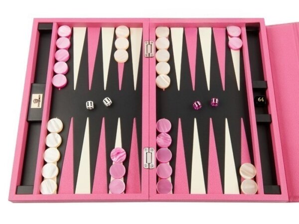 Zaza & Sacci® Leather Backgammon Set - Model ZS-242 - Travel - Pink