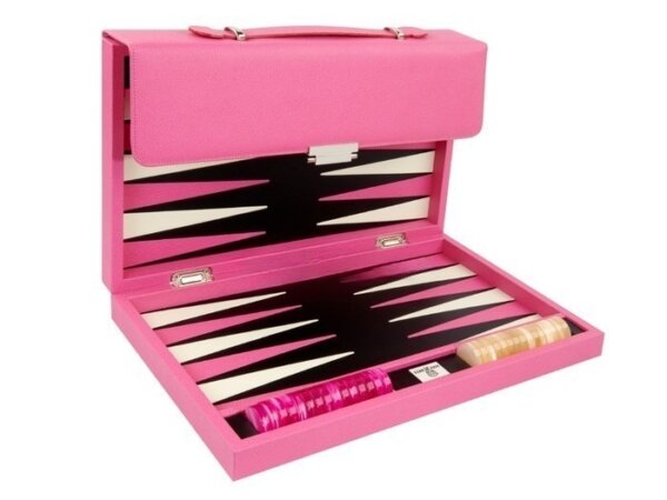 Zaza & Sacci® Leather Backgammon Set - Model ZS-242 - Travel - Pink - Image 2