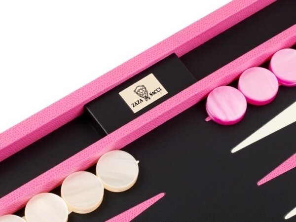 Zaza & Sacci® Leather Backgammon Set - Model ZS-242 - Travel - Pink - Image 4