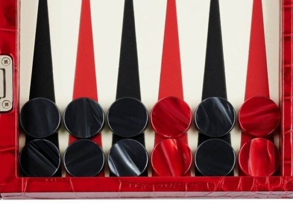 Zaza & Sacci® Leather Backgammon Set - Model ZS-242 - Travel - Red Croco - Image 3