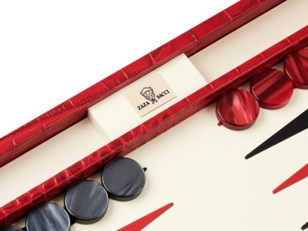 Zaza & Sacci® Leather Backgammon Set - Model ZS-242 - Travel - Red Croco - Image 4
