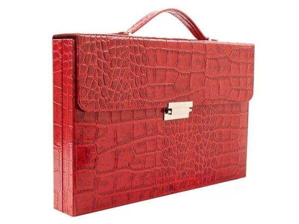 Zaza & Sacci® Leather Backgammon Set - Model ZS-242 - Travel - Red Croco - Image 6