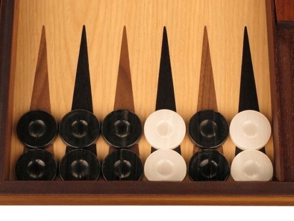 Oak Backgammon Set - Large - Black - Image 3