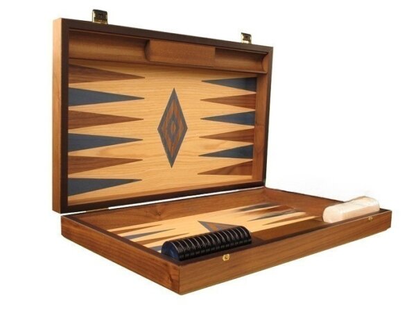 Oak Backgammon Set - Large - Blue - Image 2
