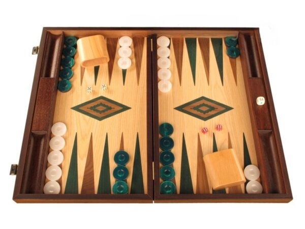 Oak Backgammon Set - Large - Green