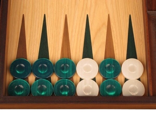 Oak Backgammon Set - Large - Green - Image 3