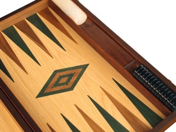 Oak Backgammon Set - Large - Green - Image 4