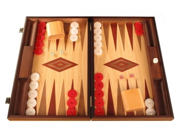 Oak Backgammon Set - Large - Red