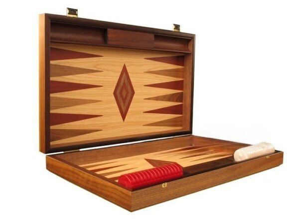 Oak Backgammon Set - Large - Red - Image 2