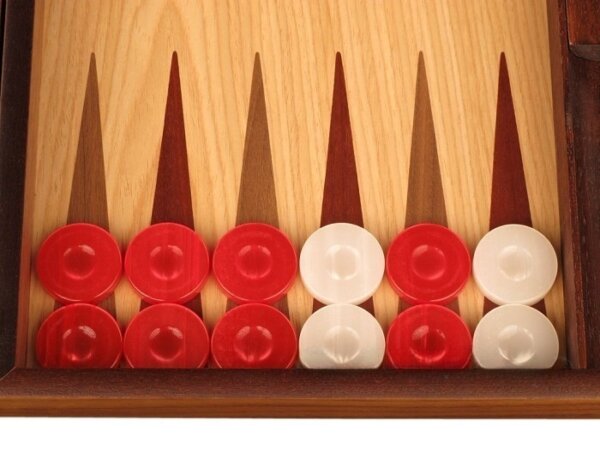Oak Backgammon Set - Large - Red - Image 3