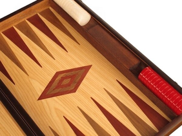 Oak Backgammon Set - Large - Red - Image 4