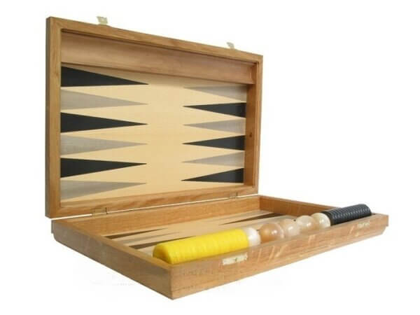 Oak Backgammon Set with Racks - Image 2