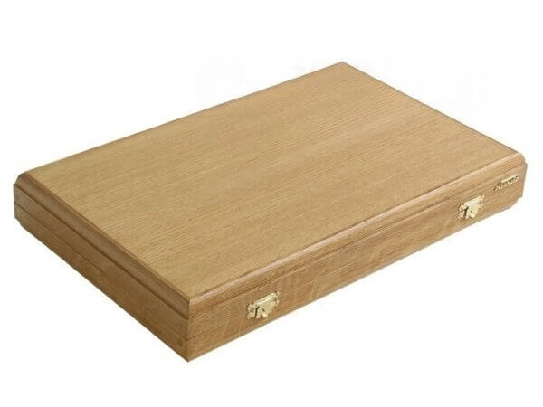 Oak Backgammon Set with Racks - Image 5