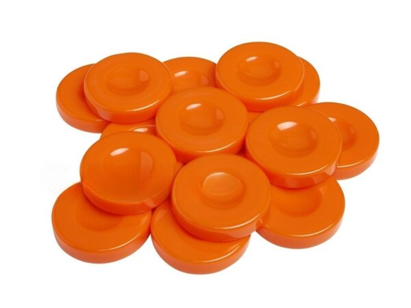 Backgammon Checkers - Opaque - Orange - with Finger Dish - (1 3/4 in. Dia.) - Roll of 15
