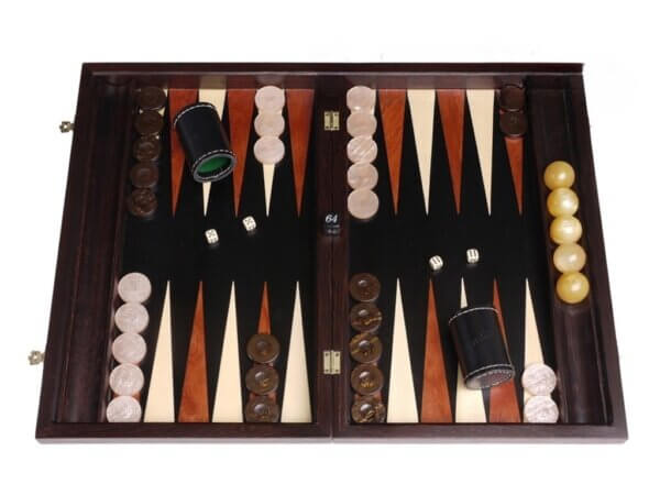 Palisander Backgammon Set with Racks - Beveled Edge