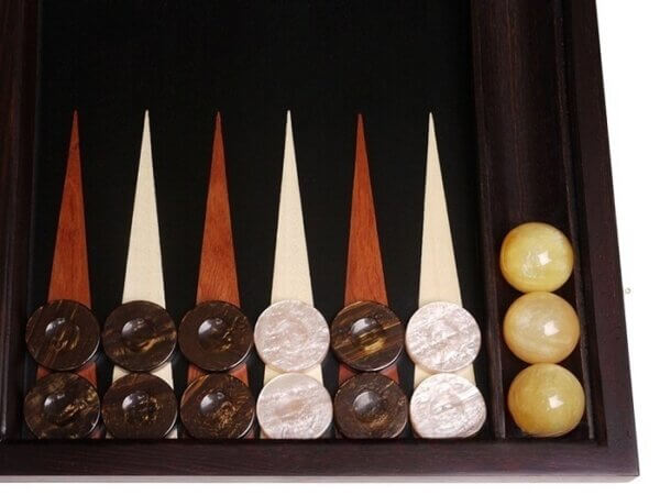 Palisander Backgammon Set with Racks - Beveled Edge - Image 3