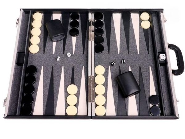 Aries™ Professional Backgammon Set - Canvas Case with Grey Field