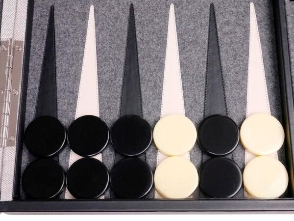 Aries™ Professional Backgammon Set - Canvas Case with Grey Field - Image 3