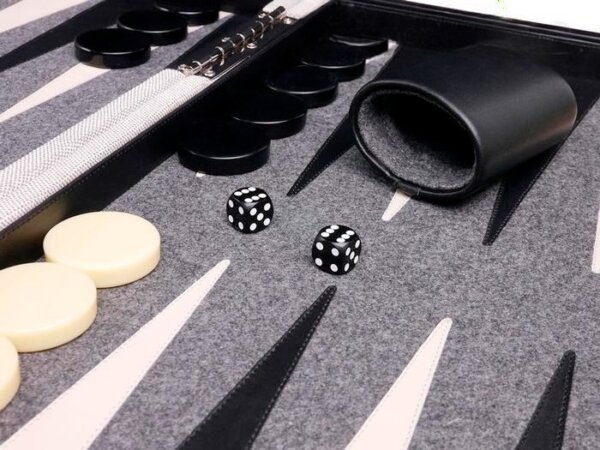 Aries™ Professional Backgammon Set - Canvas Case with Grey Field - Image 4
