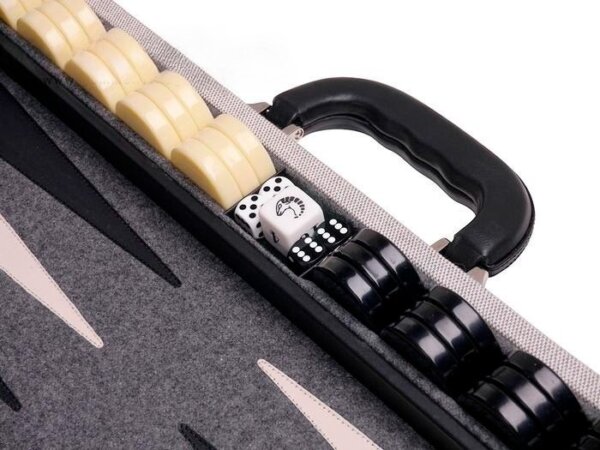Aries™ Professional Backgammon Set - Canvas Case with Grey Field - Image 5