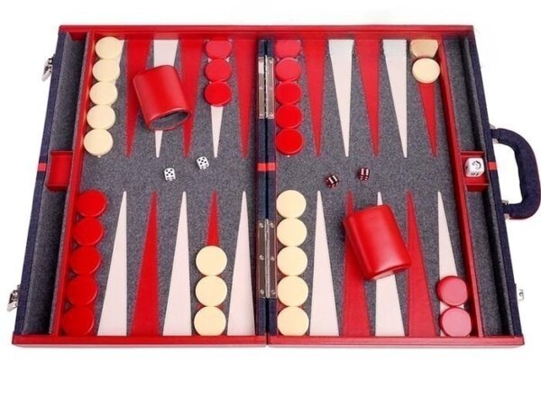 Aries™ Professional Backgammon Set - Denim Case with Grey Field