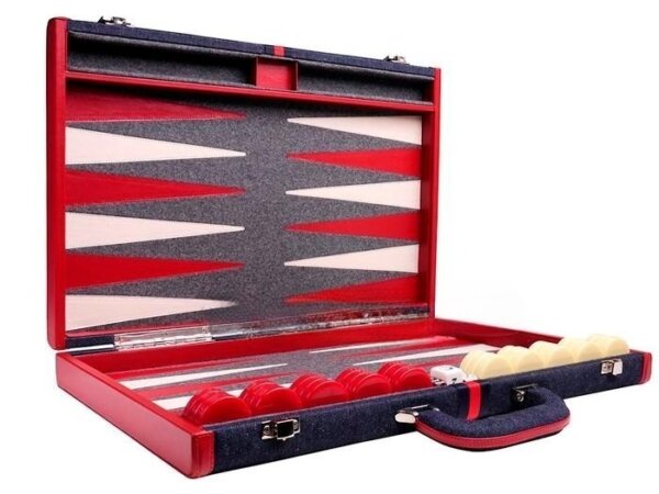 Aries™ Professional Backgammon Set - Denim Case with Grey Field - Image 2