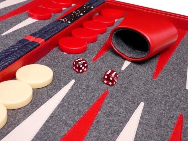 Aries™ Professional Backgammon Set - Denim Case with Grey Field - Image 4