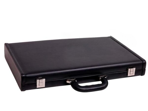 Aries™ Professional Leather Backgammon Set - Black Case with Beige Field - Image 6