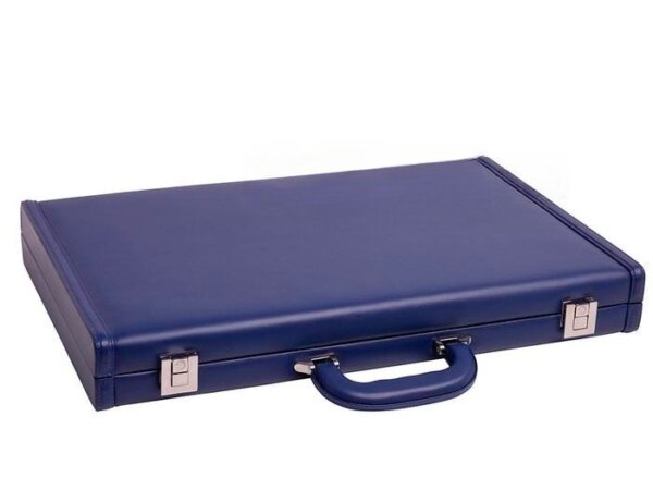 Aries™ Professional Leather Backgammon Set - Blue Case with Grey Field - Image 6