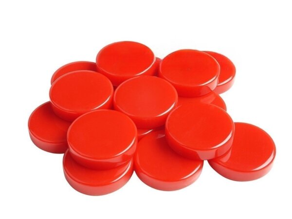 Backgammon Checkers - High Gloss Melamine - Red (1 3/16 in. Dia.) - Roll of 15